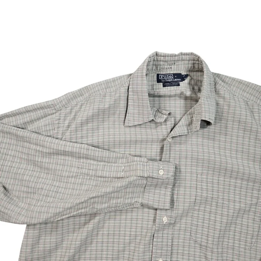 Polo Ralph Lauren Lowell Sport Shirt Mens Large Green Check‎ Cotton Long Sleeve